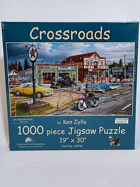 SunsOut Crossroads 1000 Pc Puzzle by Ken Zylla Car Auto Texaco Tavern #39746 NEW
